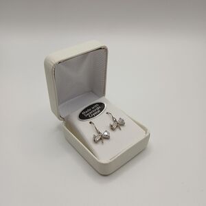 Swarovski Crystal Bow Drop Earrings – Silver Tone – New with Box